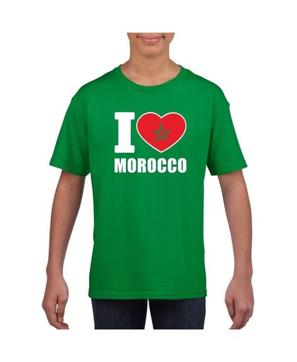 Groen I love Marokko fan shirt kinderen L (146-152) Groen