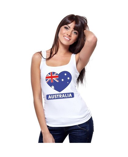 Australie hart vlag singlet shirt/ tanktop wit dames S Wit
