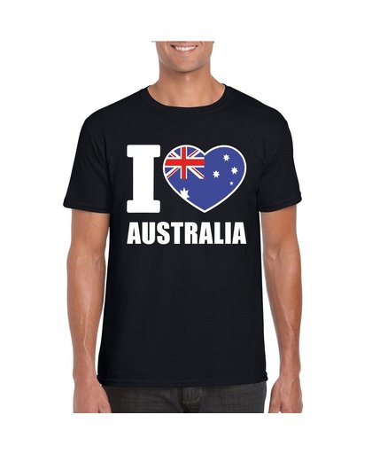 Zwart I love Australie fan shirt heren S Zwart