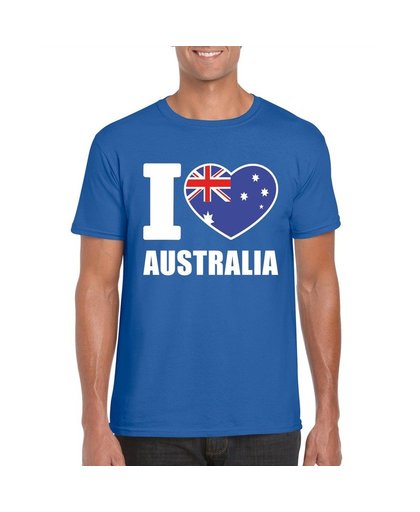 Blauw I love Australie fan shirt heren M Blauw