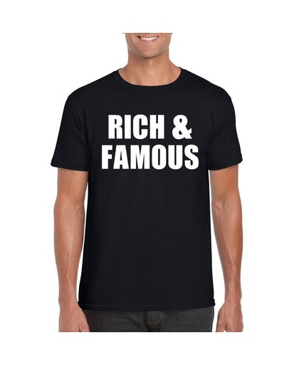 Rich & famous tekst t-shirt zwart heren M Zwart