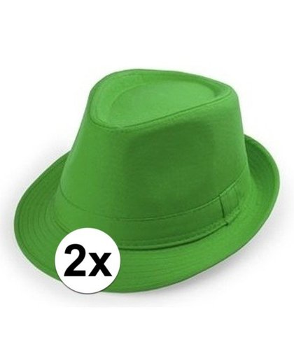 2x Groen trilby verkleed hoedjes voor volwassenen Groen