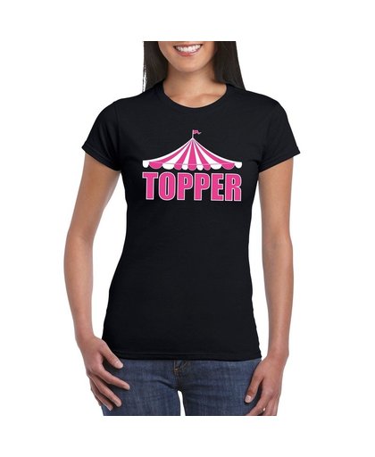 Circus t-shirt zwart Topper in roze letters dames S Zwart