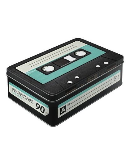 Retro cassette bewaarblik 23 cm Multi