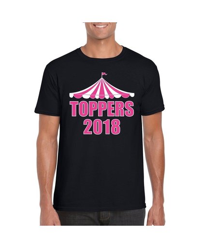 Toppers t-shirt zwart Toppers 2018 in roze letters heren L Zwart