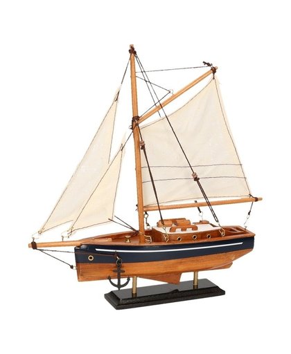 Decoratie zeilboot model jacht naturel/blauw 23 cm Multi