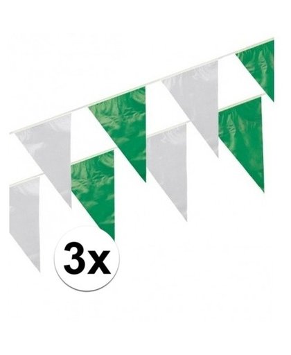 3x Plastic vlaggenlijn groen/wit Multi