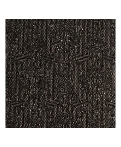 Luxe servetten barok patroon zwart 3-laags 15 stuks Zwart