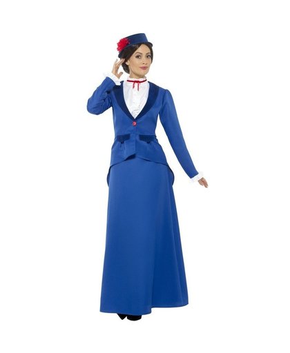 Victoriaanse kinderjuffrouw kostuum voor dames 40-42 (M) Blauw