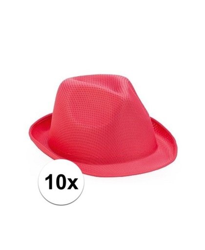 10x Roze Toppers trilby hoedjes voor volwassenen Roze