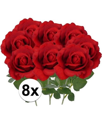 8x Kunstbloem roos Carol rood 37 cm Rood