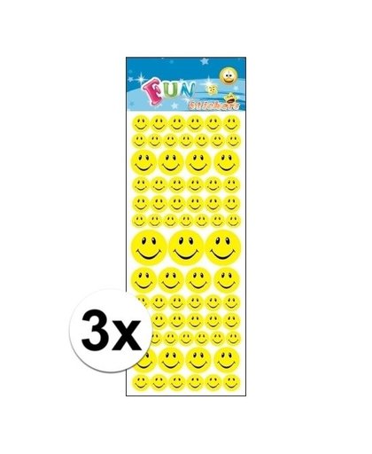 3x Stickervel smiley face Multi
