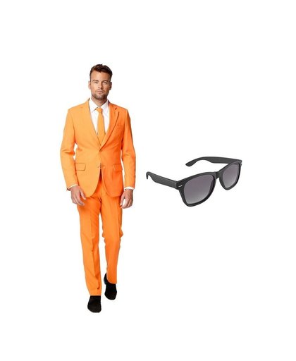 Oranje heren kostuum maat 48 (M) met gratis zonnebril Oranje