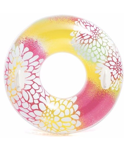 Intex zwemband geel/roze met bloemen 97 cm Multi