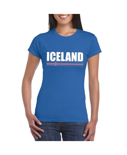 Blauw IJsland supporter t-shirt voor dames M Blauw
