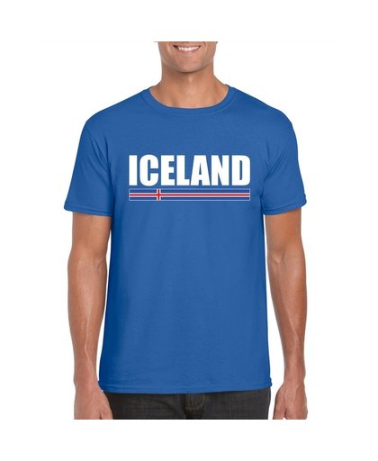 Blauw IJsland supporter t-shirt voor heren S Blauw