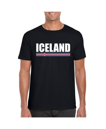 Zwart IJsland supporter t-shirt voor heren 2XL Zwart