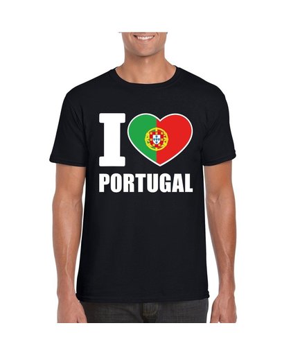 Zwart I love Portugal fan shirt heren L Zwart