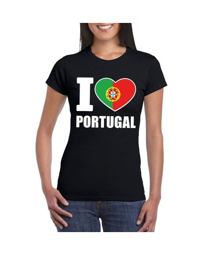 Zwart I love Portugal fan shirt dames L Zwart