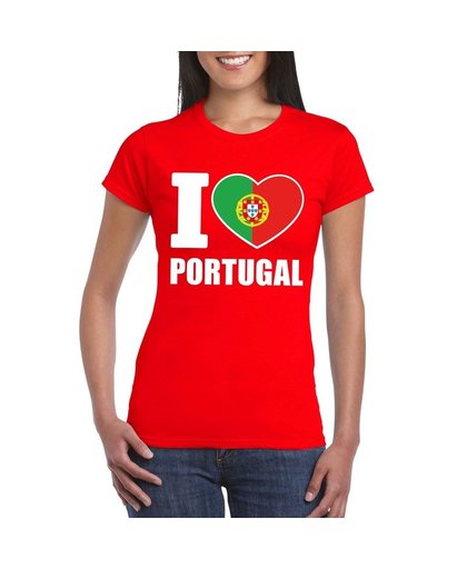 Rood I love Portugal fan shirt dames M Rood