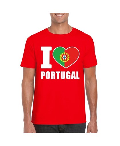 Rood I love Portugal fan shirt heren S Rood