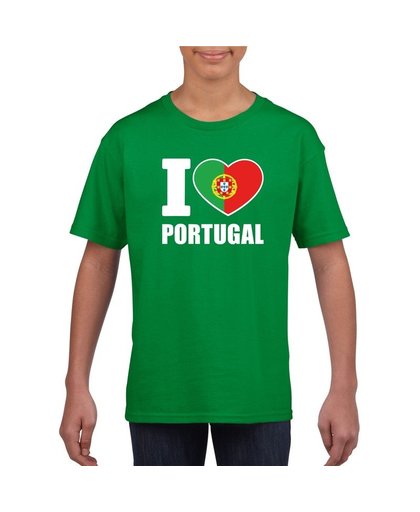 Groen I love Portugal fan shirt kinderen S (122-128) Groen