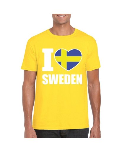 Geel I love Zweden fan shirt heren L Geel