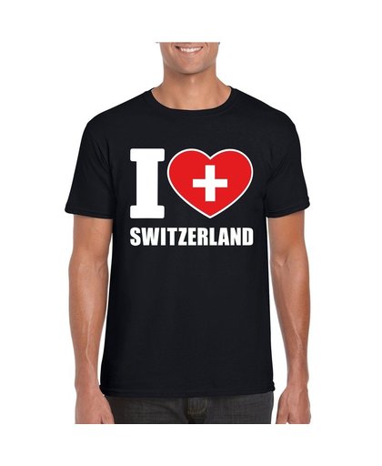 Zwart I love Zwitserland fan shirt heren S Zwart