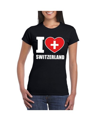 Zwart I love Zwitserland fan shirt dames M Zwart