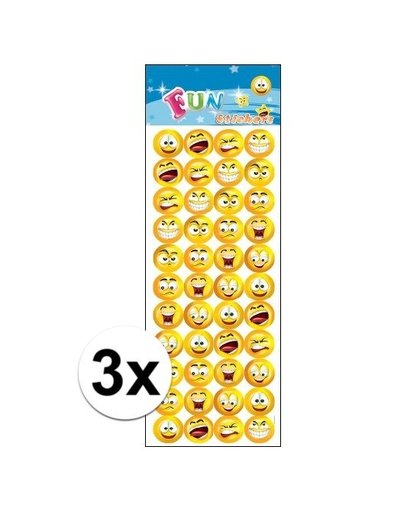 3x Stickervel smiley Multi