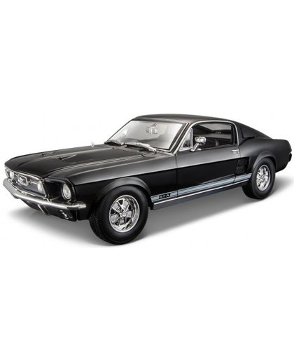 Modelauto Ford Mustang zwart 1967 1:18 Zwart
