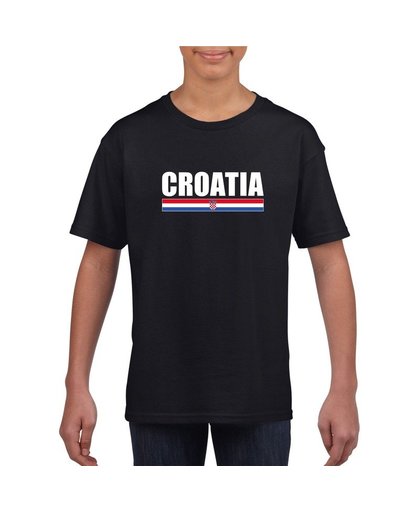 Zwart Kroatie supporter t-shirt voor kinderen XS (110-116) Zwart