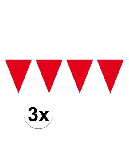 3 stuks Vlaggenlijnen/slingers XXL rood 10 meter Rood