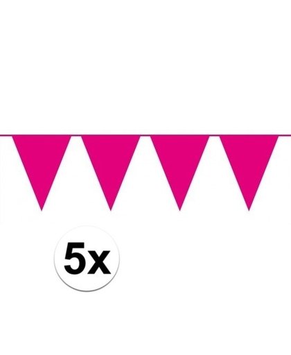 5 stuks Vlaggenlijnen/slingers XXL roze 10 meter Roze
