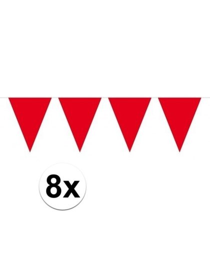 8 stuks Vlaggenlijnen/slingers XXL rood 10 meter Rood