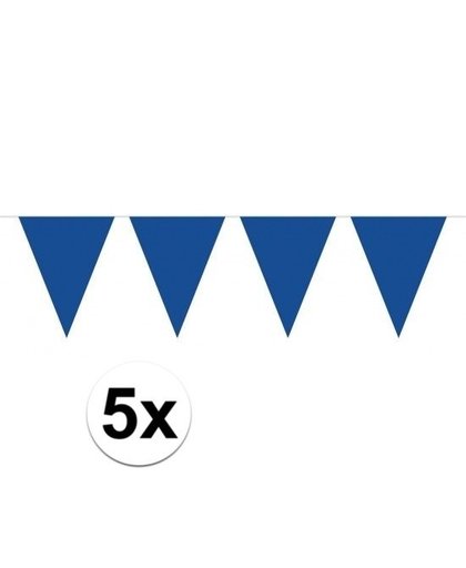 5 stuks Vlaggenlijnen/slingers XXL blauw 10 meter Blauw