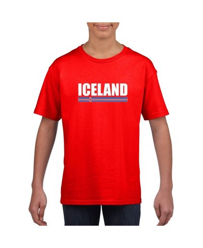 Rood IJsland supporter t-shirt voor kinderen XL (158-164) Rood