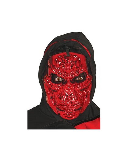 Rood metallic skelet masker Rood