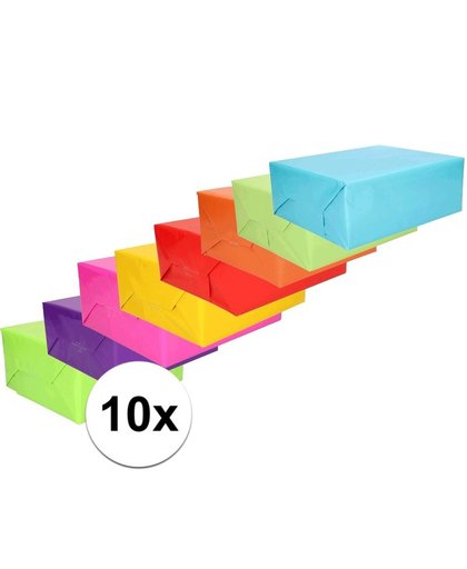 Inpakpapier pakket felle kleurtjes 10 rollen 70 x 200 cm Multi