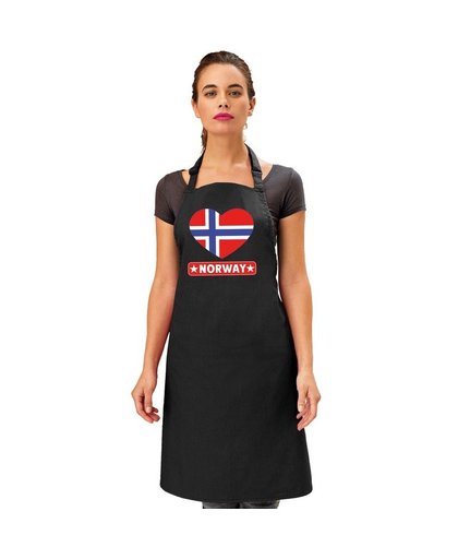 Noorwegen hart vlag barbecueschort/ keukenschort zwart Zwart