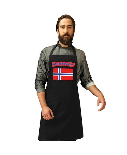 Noorwegen vlag barbecueschort/ keukenschort zwart volwassenen Zwart