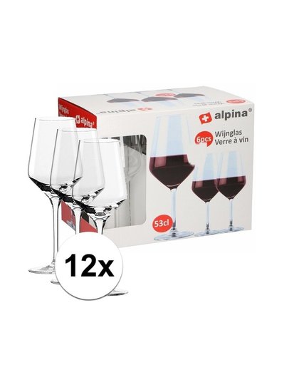 12 stuks wijnglazen voor rode wijn 530 ml Transparant
