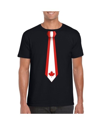 Zwart t-shirt met Canada vlag stropdas heren 2XL Zwart