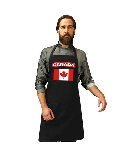 Canada vlag barbecueschort/ keukenschort zwart volwassenen Zwart
