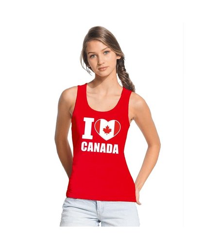 Rood I love Canada fan singlet shirt/ tanktop dames S Rood