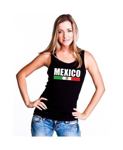 Zwart Mexico supporter singlet shirt/ tanktop dames M Zwart