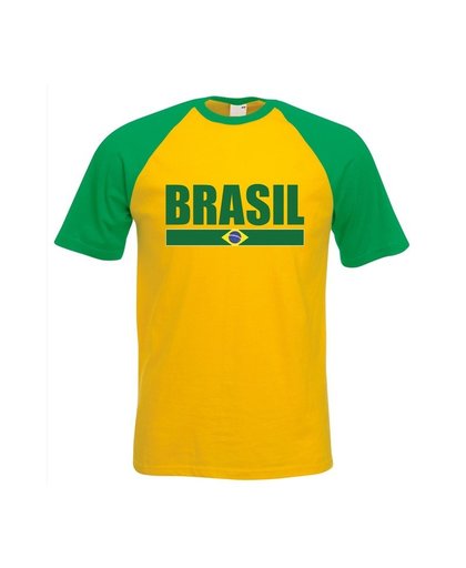 Brazilie supporter baseball t-shirt geel/ groen voor heren 2XL Geel