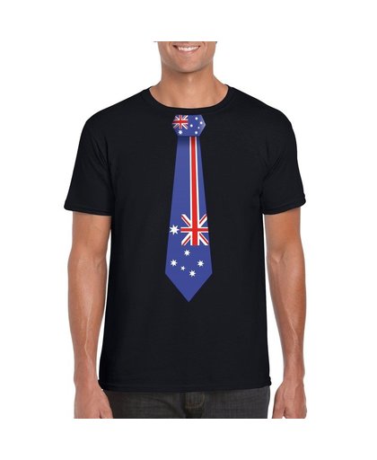Zwart t-shirt met Australie vlag stropdas heren L Zwart