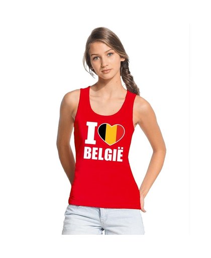 Rood I love Belgie fan singlet shirt/ tanktop dames M Rood