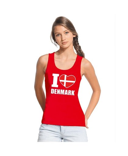 Rood I love Denemarken fan singlet shirt/ tanktop dames L Rood